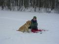 Ike and Rachel playing in the snow