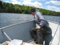 Jake's trying to find the fish on Mister Lake